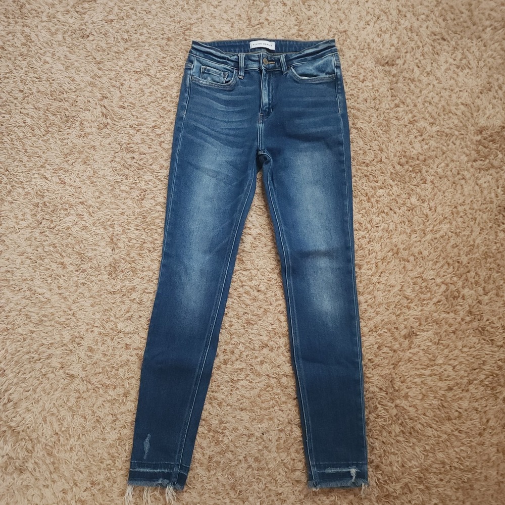 Flying Monkey Womens 27 Mid-Rise Skinny Ankle Blue Jeans - Picture 2 of 10